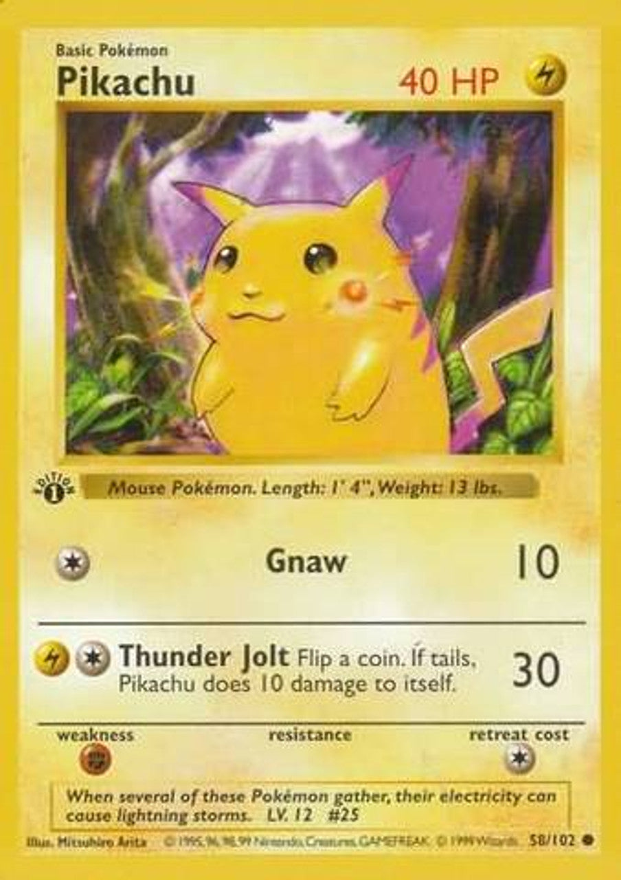 Pikachu (58/102) (Red Cheeks Misprint) [Base Set 1st Edition] | Pegasus Games WI