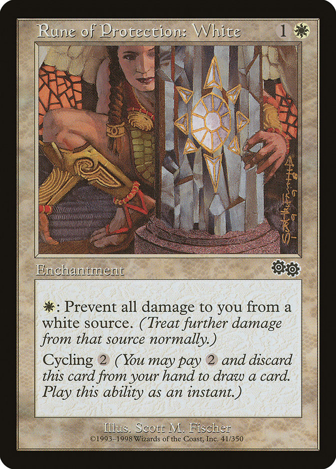 Rune of Protection: White [Urza's Saga] | Pegasus Games WI