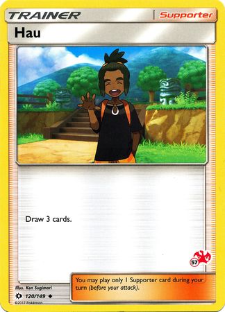 Hau (120/149) (Charizard Stamp #57) [Battle Academy 2020] | Pegasus Games WI
