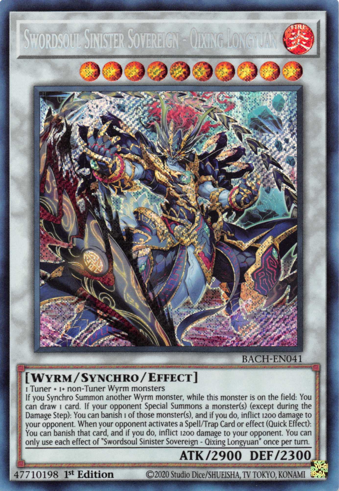 Swordsoul Sinister Sovereign - Qixing Longyuan [BACH-EN041] Secret Rare | Pegasus Games WI