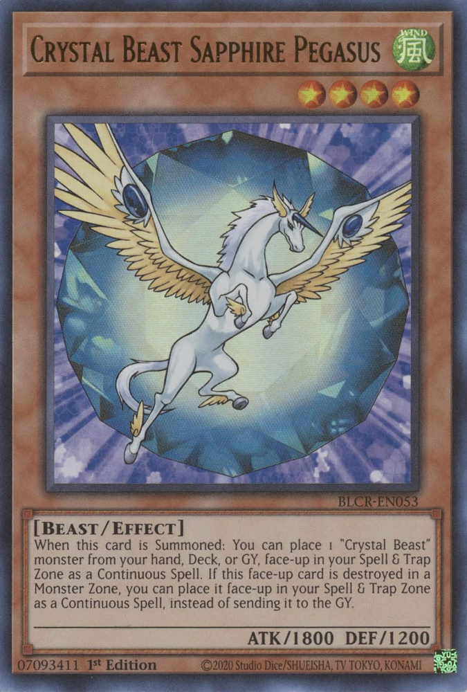 Crystal Beast Sapphire Pegasus [BLCR-EN053] Ultra Rare | Pegasus Games WI