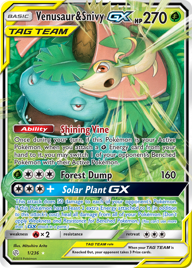 Venusaur & Snivy GX (1/236) [Sun & Moon: Cosmic Eclipse] | Pegasus Games WI