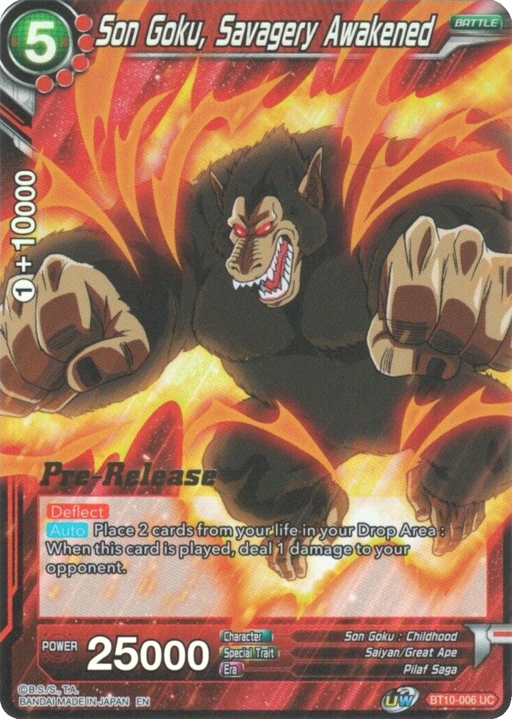 Son Goku, Savagery Awakened (BT10-006) [Rise of the Unison Warrior Prerelease Promos] | Pegasus Games WI