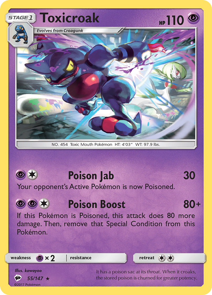 Toxicroak (55/147) [Sun & Moon: Burning Shadows] | Pegasus Games WI