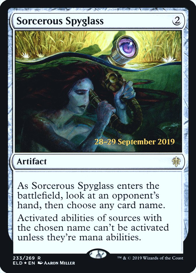 Sorcerous Spyglass [Throne of Eldraine Prerelease Promos] | Pegasus Games WI