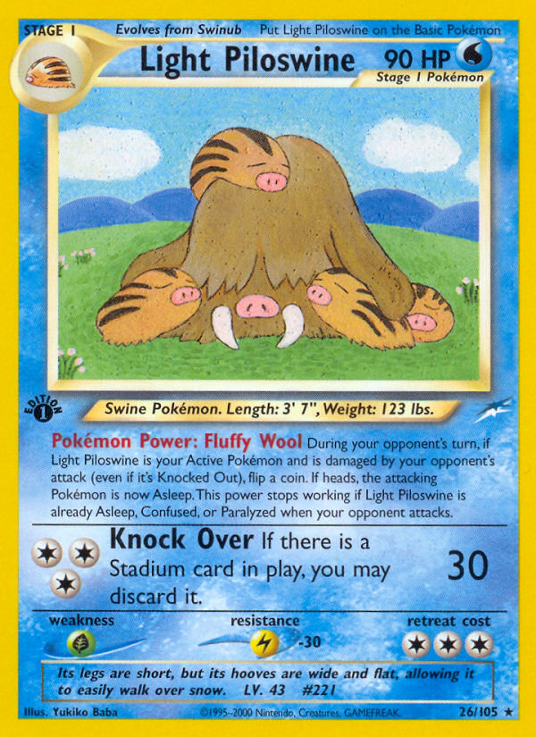 Light Piloswine (26/105) [Neo Destiny 1st Edition] | Pegasus Games WI