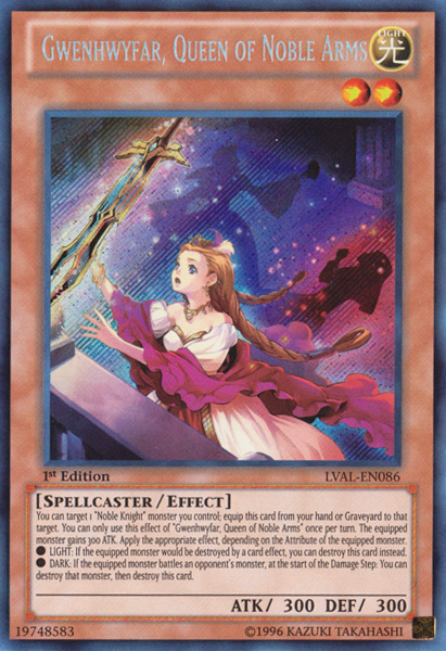 Gwenhwyfar, Queen of Noble Arms [LVAL-EN086] Secret Rare | Pegasus Games WI