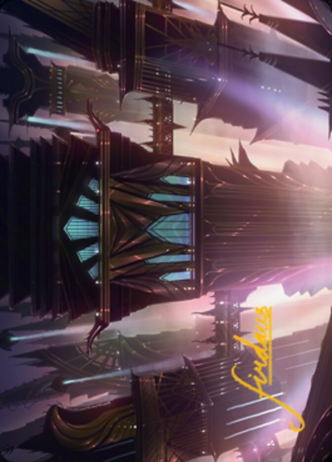 Skybridge Towers Art Card (Gold-Stamped Signature) [Streets of New Capenna Art Series] | Pegasus Games WI