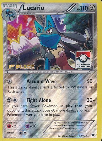 Lucario (63/124) (League Promo 1st Place) [XY: Fates Collide] | Pegasus Games WI