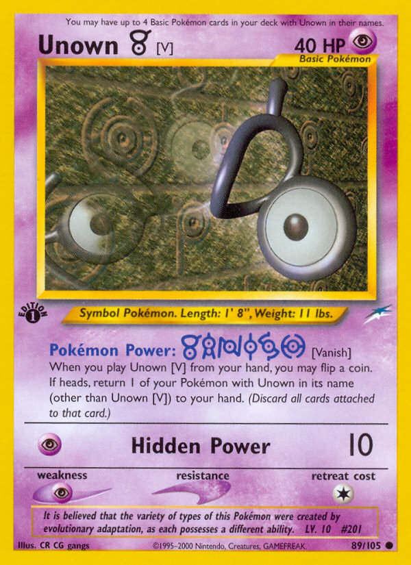 Unown [V] (89/105) [Neo Destiny 1st Edition] | Pegasus Games WI