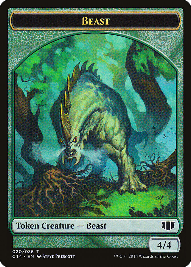 Elf Druid // Beast (020/036) Double-Sided Token [Commander 2014 Tokens] | Pegasus Games WI