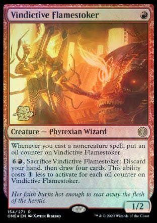 Vindictive Flamestoker [Phyrexia: All Will Be One Prerelease Promos] | Pegasus Games WI