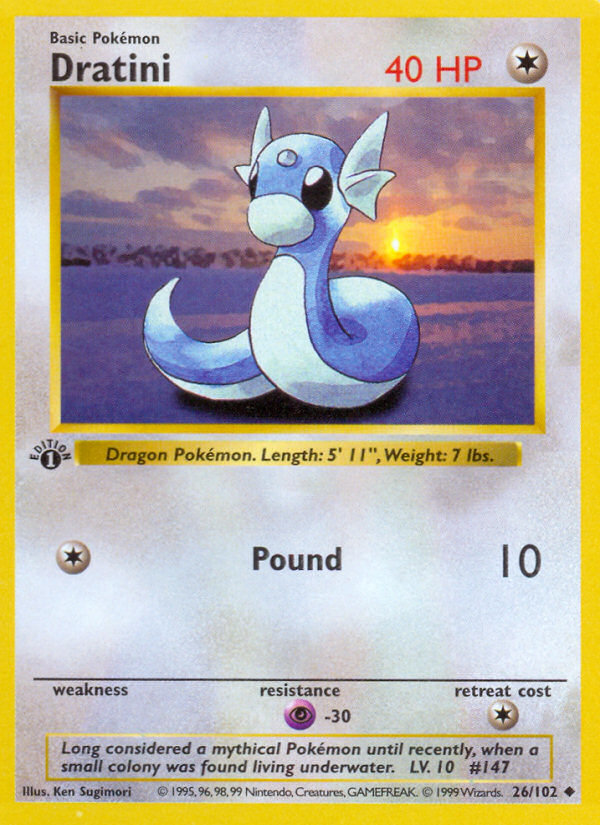 Dratini (26/102) (Shadowless) [Base Set 1st Edition] | Pegasus Games WI