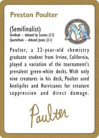 1996 Preston Poulter Biography Card [World Championship Decks] | Pegasus Games WI