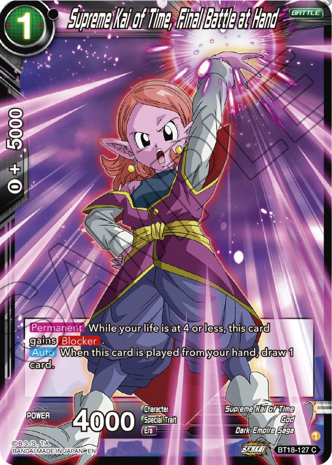 Supreme Kai of Time, Final Battle at Hand (BT18-127) [Dawn of the Z-Legends] | Pegasus Games WI