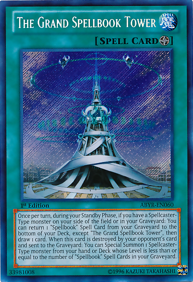 The Grand Spellbook Tower [ABYR-EN060] Secret Rare | Pegasus Games WI