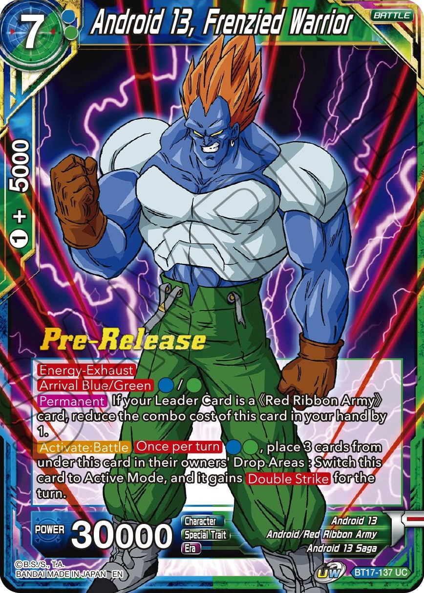 Android 13, Frenzied Warrior (BT17-137) [Ultimate Squad Prerelease Promos] | Pegasus Games WI