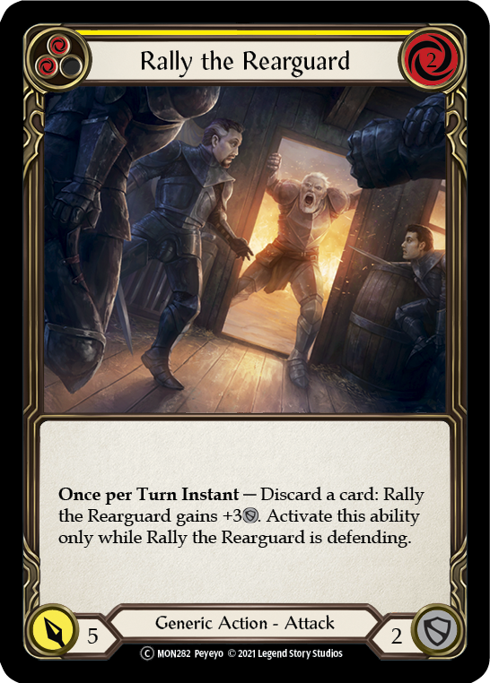 Rally the Rearguard (Yellow) (Rainbow Foil) [U-MON282-RF] Unlimited Rainbow Foil | Pegasus Games WI