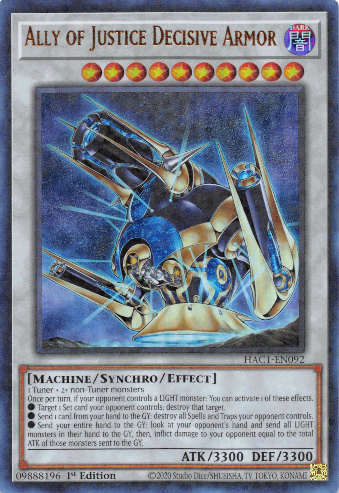 Ally of Justice Decisive Armor (Duel Terminal) [HAC1-EN092] Parallel Rare | Pegasus Games WI