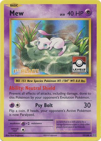 Mew (53/108) (League Promo 1st Place) [XY: Evolutions] | Pegasus Games WI