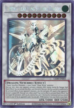 Crystal Clear Wing Synchro Dragon [LED8-EN005] Ghost Rare | Pegasus Games WI