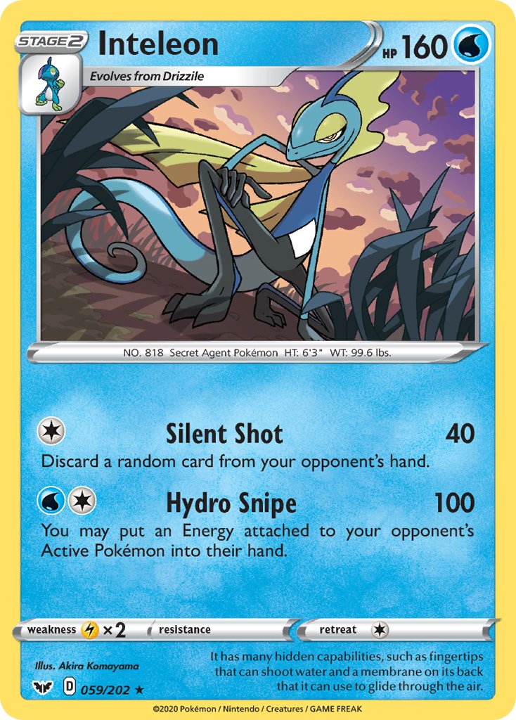 Inteleon (059/202) (Cracked Ice Holo) (Theme Deck Exclusive) [Sword & Shield: Base Set] | Pegasus Games WI