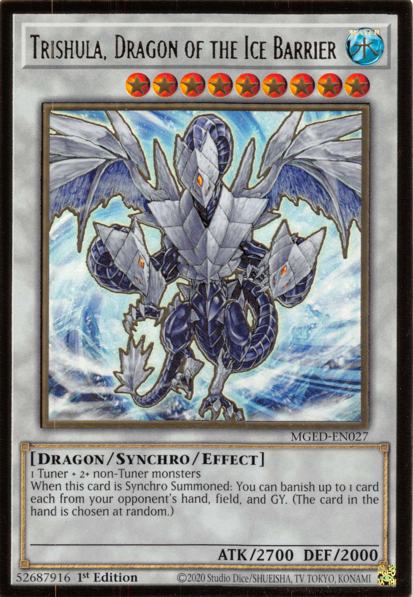 Trishula, Dragon of the Ice Barrier [MGED-EN027] Gold Rare | Pegasus Games WI