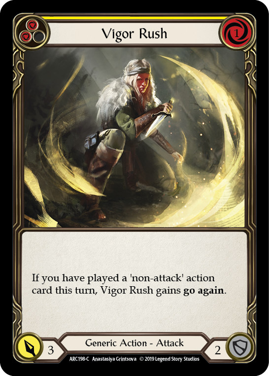 Vigor Rush (Yellow) [ARC198-C] 1st Edition Rainbow Foil | Pegasus Games WI