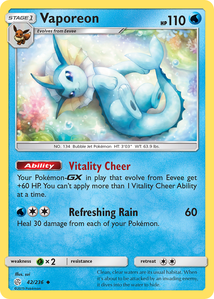 Vaporeon (42/236) [Sun & Moon: Cosmic Eclipse] | Pegasus Games WI