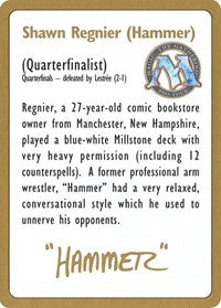 1996 Shawn "Hammer" Regnier Biography Card [World Championship Decks] | Pegasus Games WI