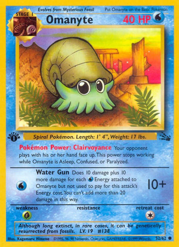 Omanyte (52/62) [Fossil 1st Edition] | Pegasus Games WI