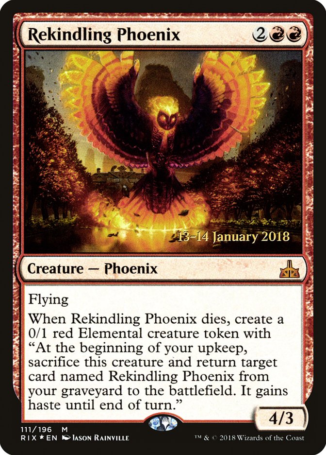 Rekindling Phoenix [Rivals of Ixalan Prerelease Promos] | Pegasus Games WI