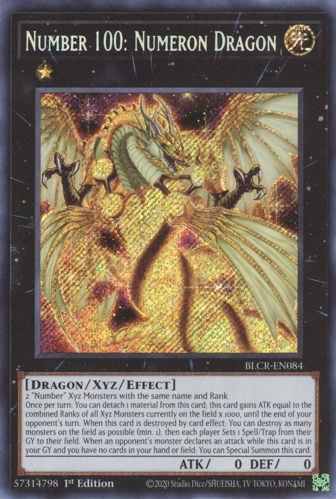 Number 100: Numeron Dragon [BLCR-EN084] Secret Rare | Pegasus Games WI