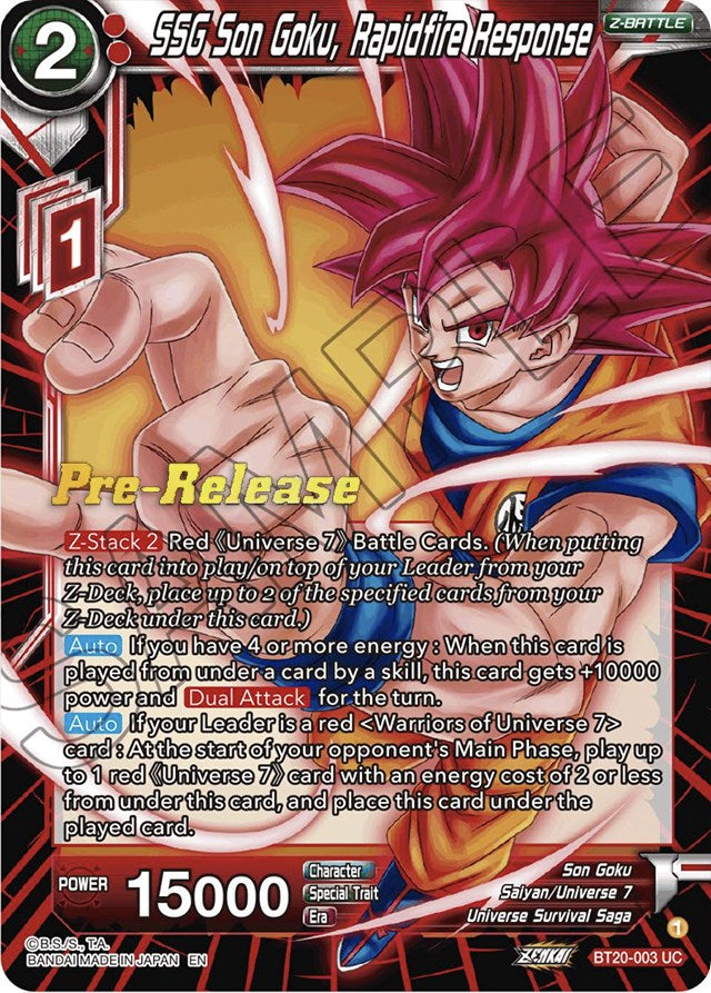 SSG Son Goku, Rapidfire Response (BT20-003) [Power Absorbed Prerelease Promos] | Pegasus Games WI