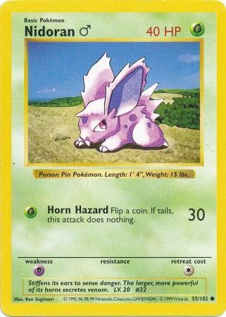 Nidoran (55/102) (Male) [Base Set Shadowless Unlimited] | Pegasus Games WI
