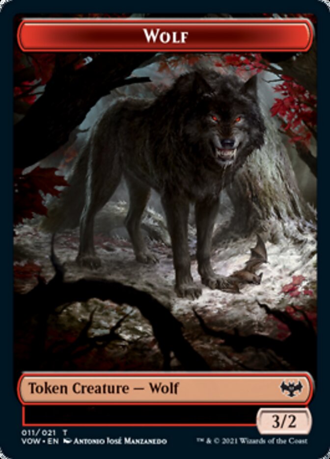 Wolf (011) // Treasure Double-Sided Token [Innistrad: Crimson Vow Tokens] | Pegasus Games WI