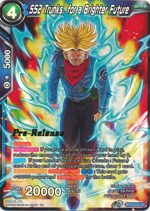 SS2 Trunks, for a Brighter Future (BT10-043) [Rise of the Unison Warrior Prerelease Promos] | Pegasus Games WI