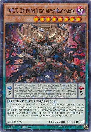 D/D/D Oblivion King Abyss Ragnarok (Starfoil) [SP17-EN029] Starfoil Rare | Pegasus Games WI