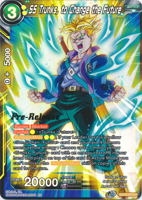 SS Trunks, to Change the Future (BT13-102) [Supreme Rivalry Prerelease Promos] | Pegasus Games WI