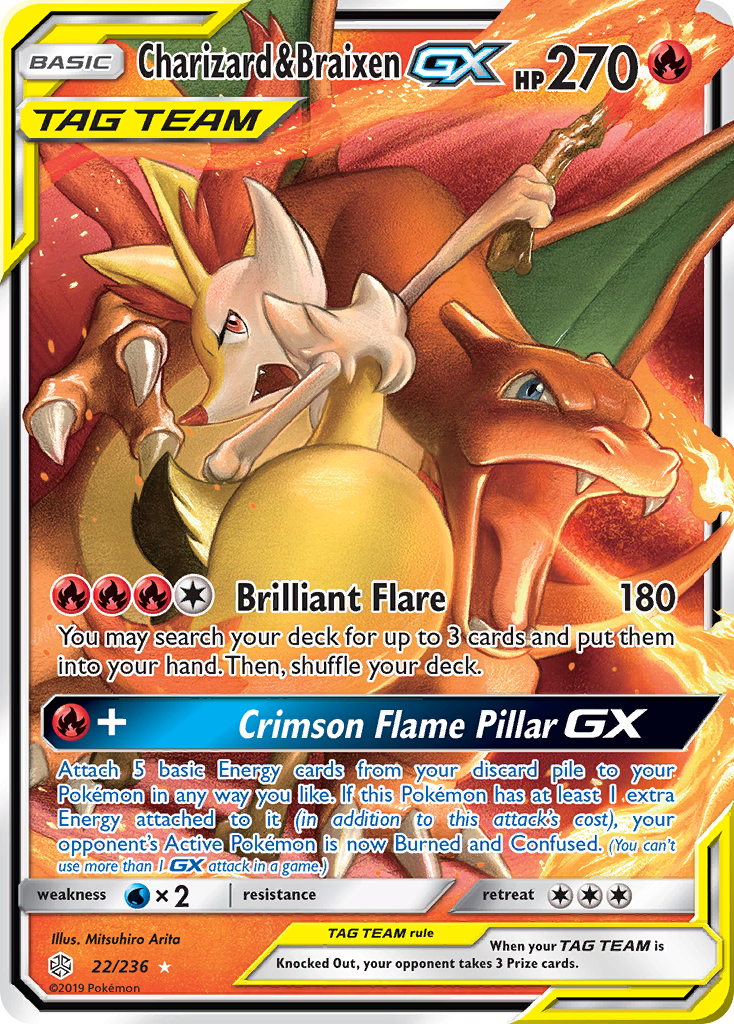 Charizard & Braixen GX (22/236) [Sun & Moon: Cosmic Eclipse] | Pegasus Games WI