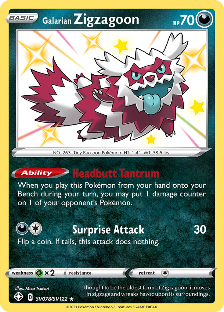 Galarian Zigzagoon (SV078/SV122) [Sword & Shield: Shining Fates] | Pegasus Games WI