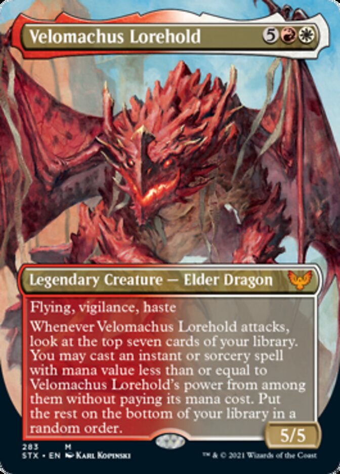 Velomachus Lorehold (Borderless Alternate Art) [Strixhaven: School of Mages] | Pegasus Games WI
