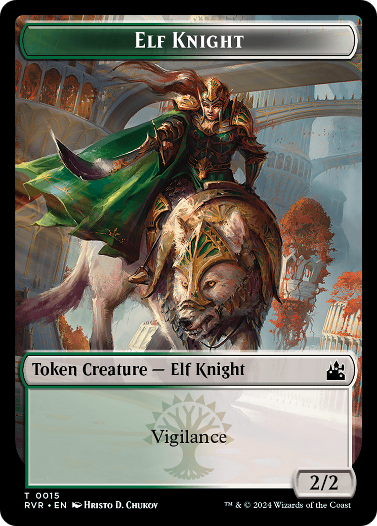 Elf Knight // Beast Double-Sided Token [Ravnica Remastered Tokens] | Pegasus Games WI