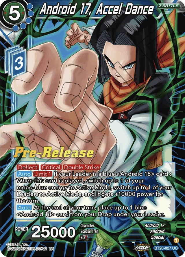 Android 17, Accel Dance (BT20-027) [Power Absorbed Prerelease Promos] | Pegasus Games WI
