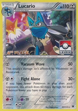 Lucario (63/124) (League Promo 4th Place) [XY: Fates Collide] | Pegasus Games WI