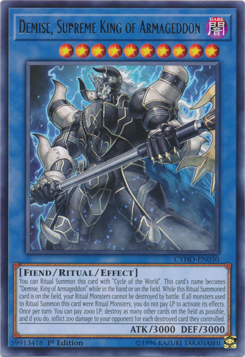 Demise, Supreme King of Armageddon [CYHO-EN030] Rare | Pegasus Games WI