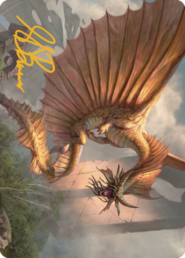 Ancient Gold Dragon Art Card (28) (Gold-Stamped Signature) [Commander Legends: Battle for Baldur's Gate Art Series] | Pegasus Games WI