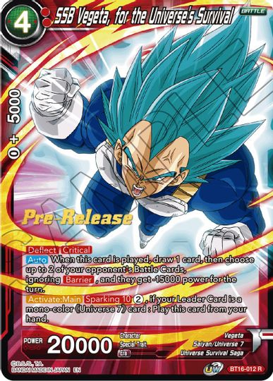 SSB Vegeta, for the Universe's Survival (BT16-012) [Realm of the Gods Prerelease Promos] | Pegasus Games WI