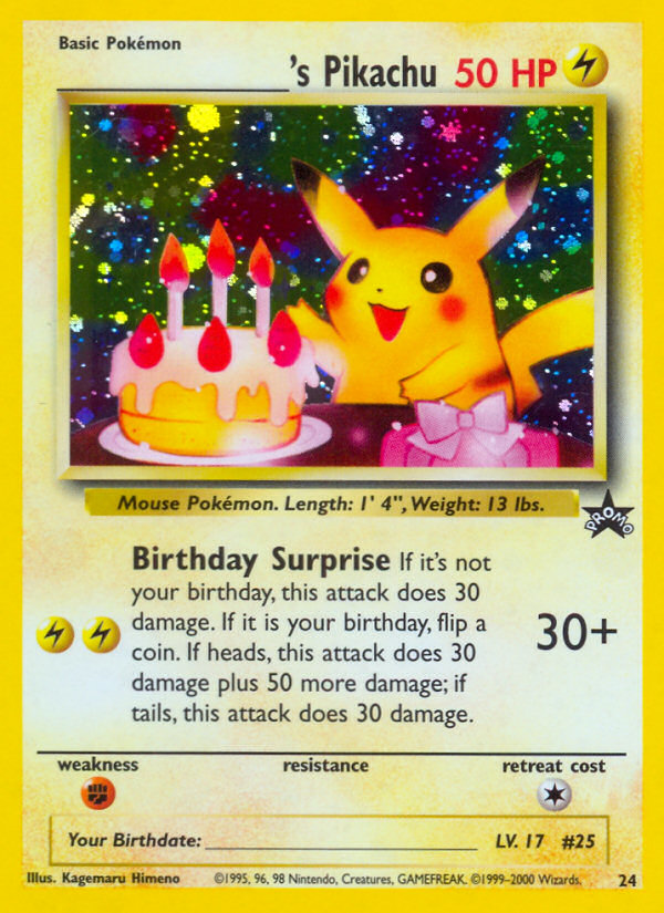 _____'s Pikachu (24) (Birthday Pikachu) [Wizards of the Coast: Black Star Promos] | Pegasus Games WI