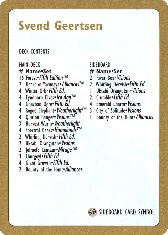Svend Geertsen Decklist [World Championship Decks 1997] | Pegasus Games WI